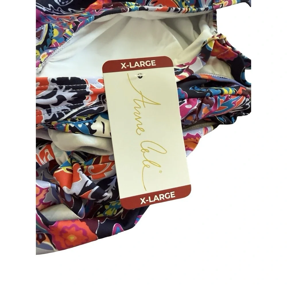 Anne Cole Wrap Tie Swim Dress XL Purple Paisley One Piece‎ Skirted NWT